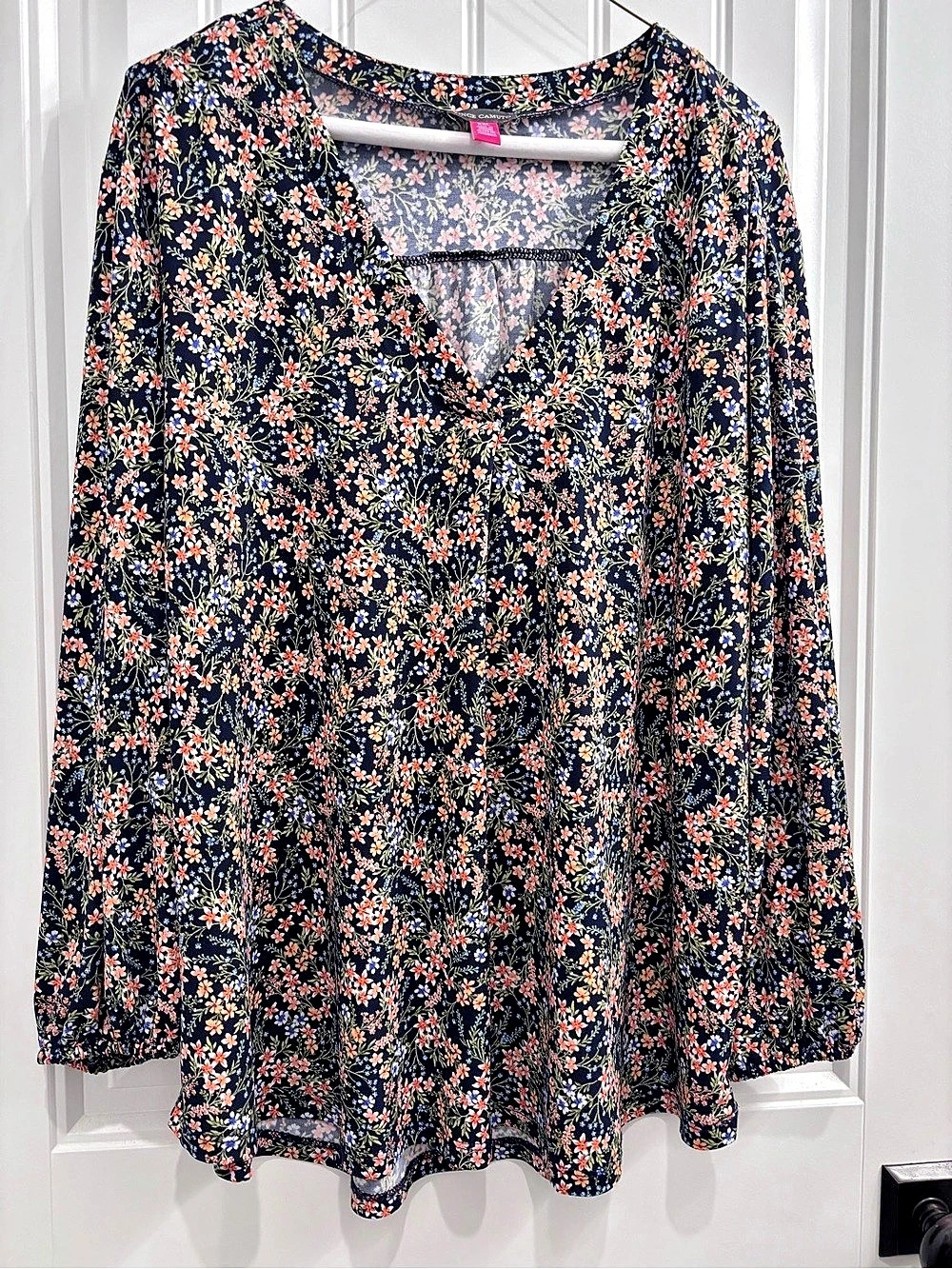 Vince Camuto Floral Blouse in Black & Orange Size XXL Like New
